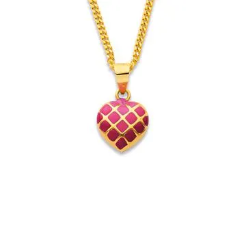 9ct, Enamel Heart Pendant