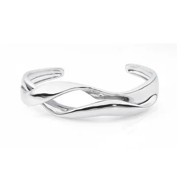 Sterling Silver Ribbon Twist Cuff Bangle