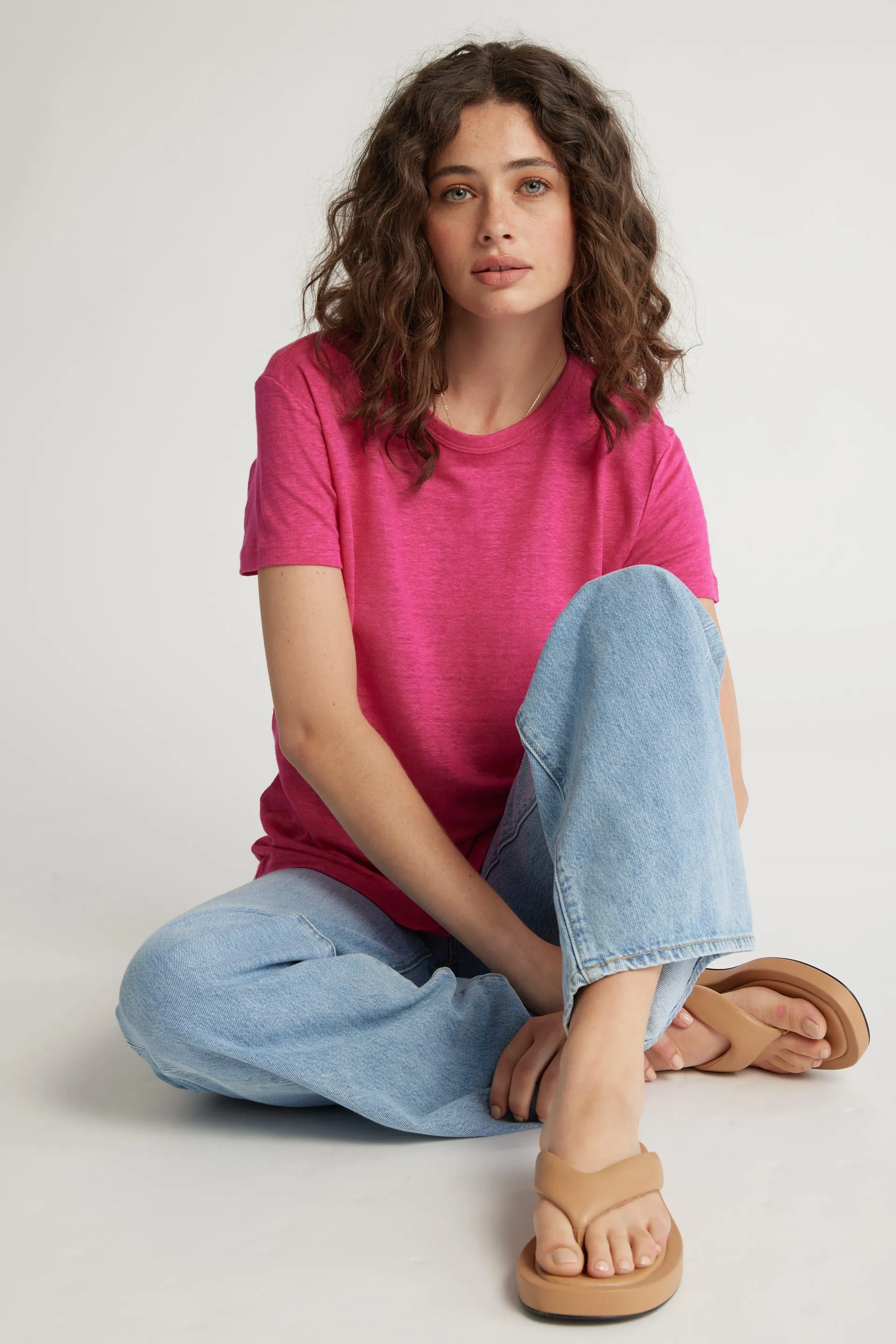 Sage Linen Crew Neck Tee