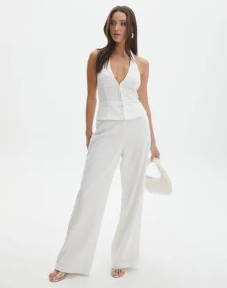 Linen Blend Straight Leg Pant