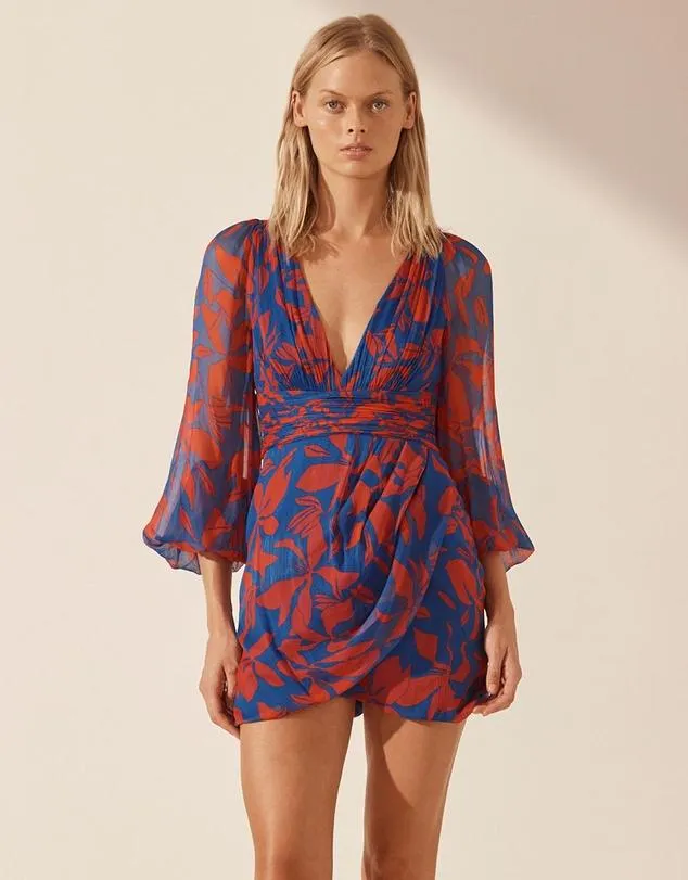 Flore Plunged Ruched Waist Mini Dress