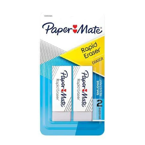 Paper Mate PVC Free Eraser White 2 Pack