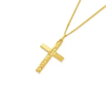 9ct, 24mm Footprints Cross Pendant with Verse on Back