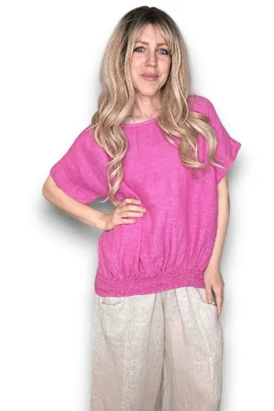 Split Back River Tee Hot Pink