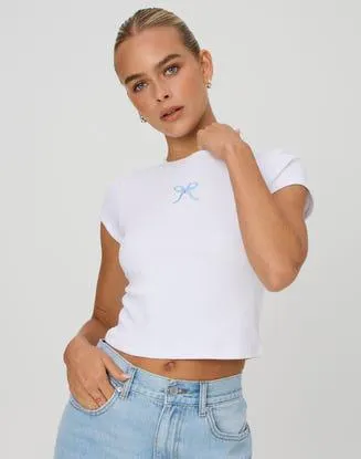 Embroidered Bow Baby Tee