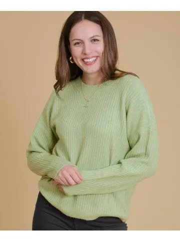 Women's Rib Crew Neck Jumper in Mint Green