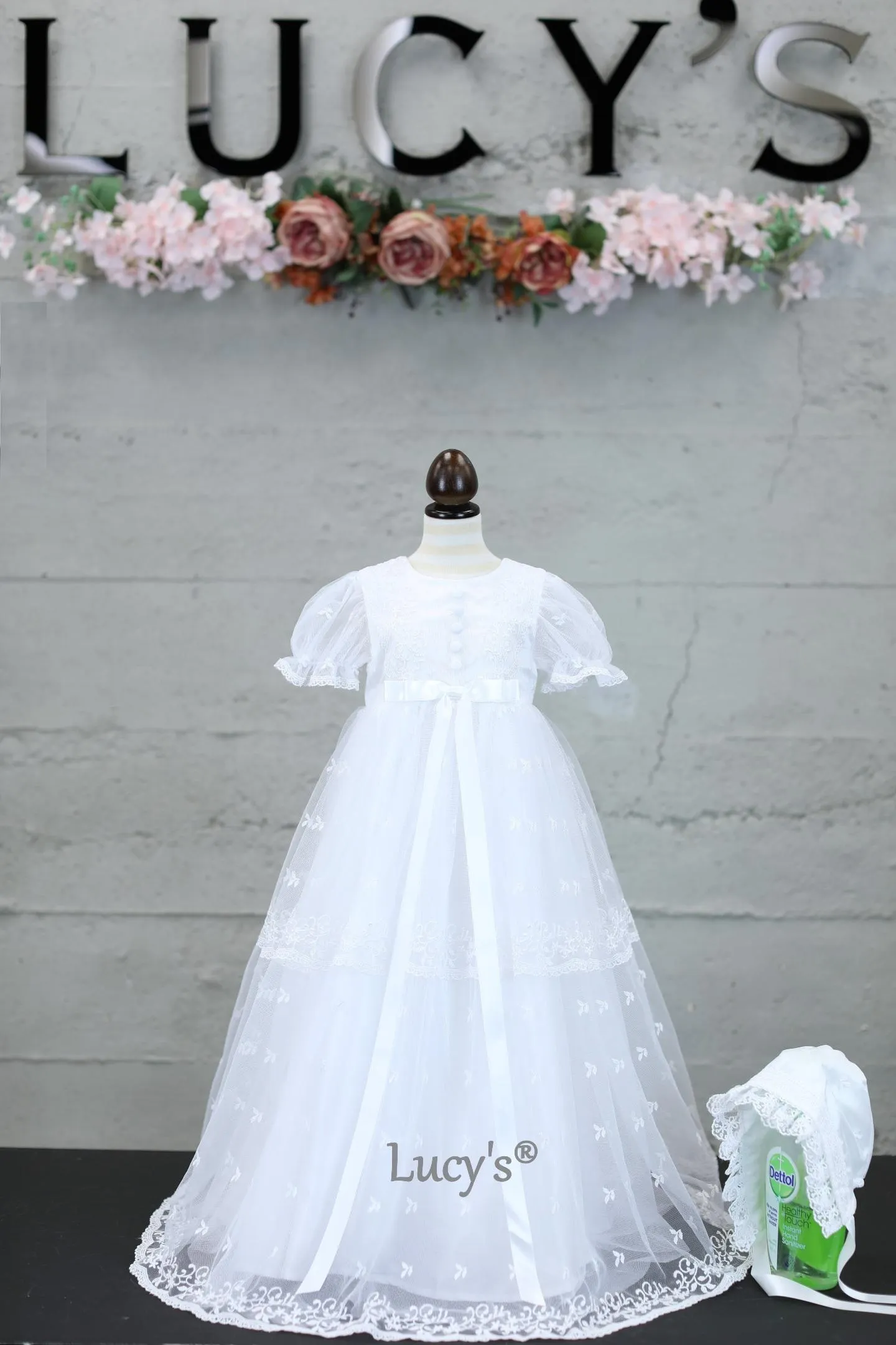 Dana II Baby Girls Premium Christening Gown Baptism Dress Bonnet Set - Nimble | Lucy's