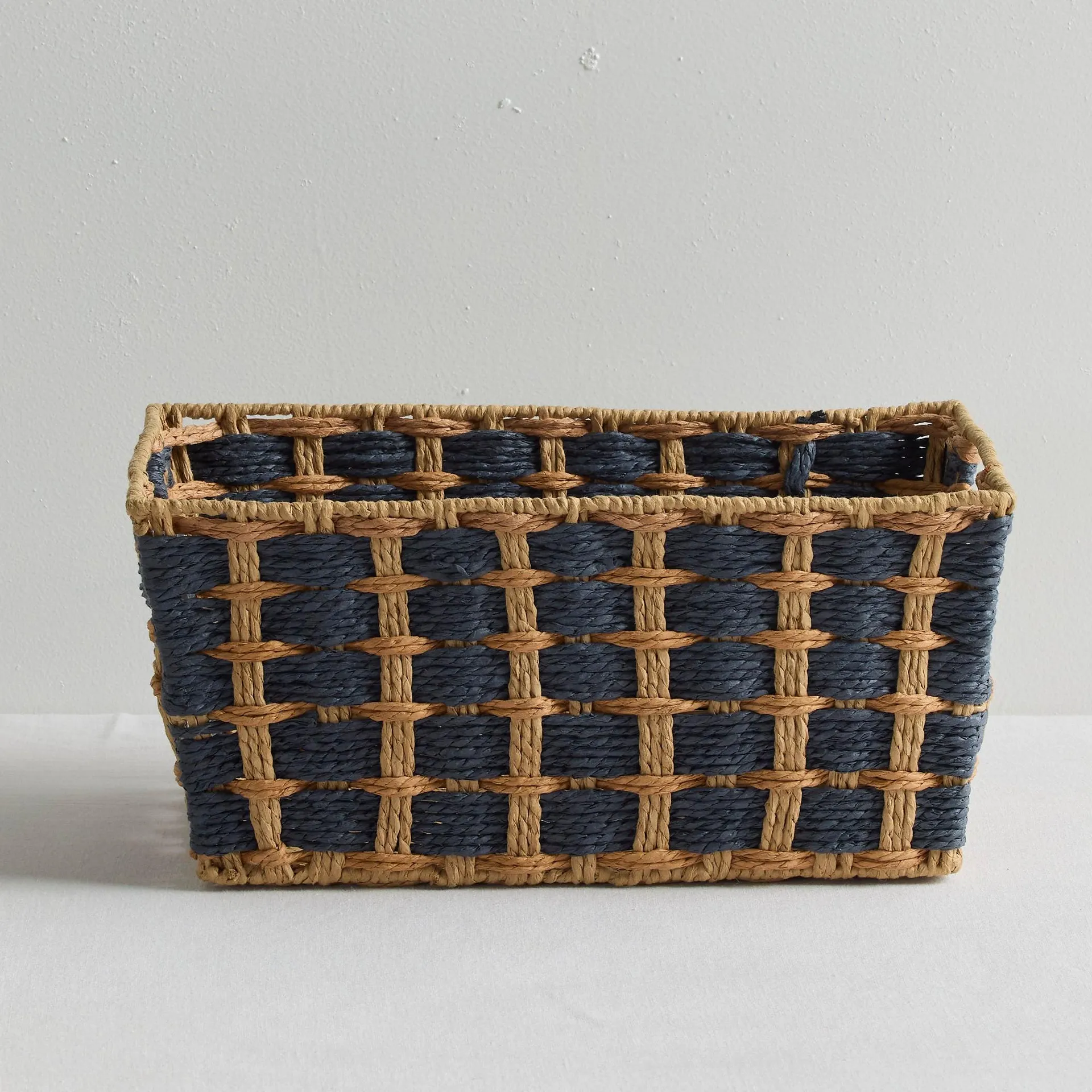 Checker Basket - Medium - Navy/Tan