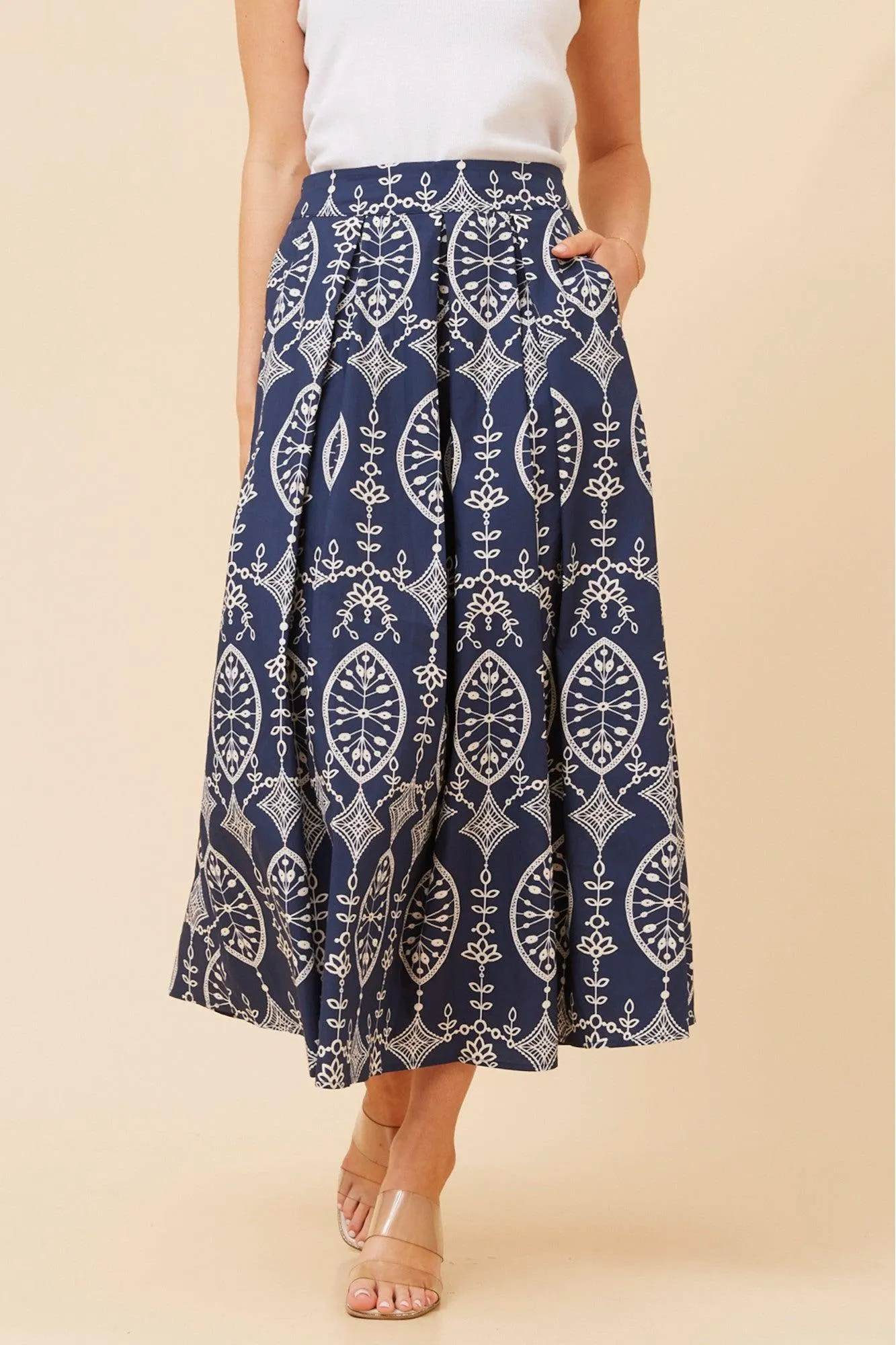LOUISIANA MIMIC EMBROIDERED SKIRT