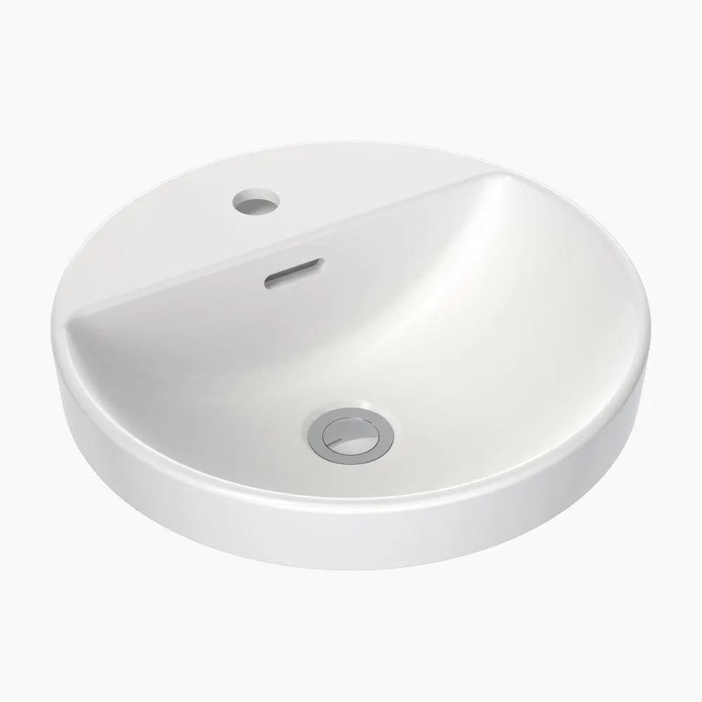 Round Inset Basin with Tap Landing 400mm 1 Tap Hole White CL40011.W1