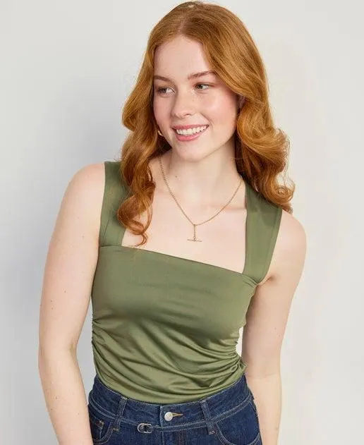 Women's Square Neck Ruched Tank