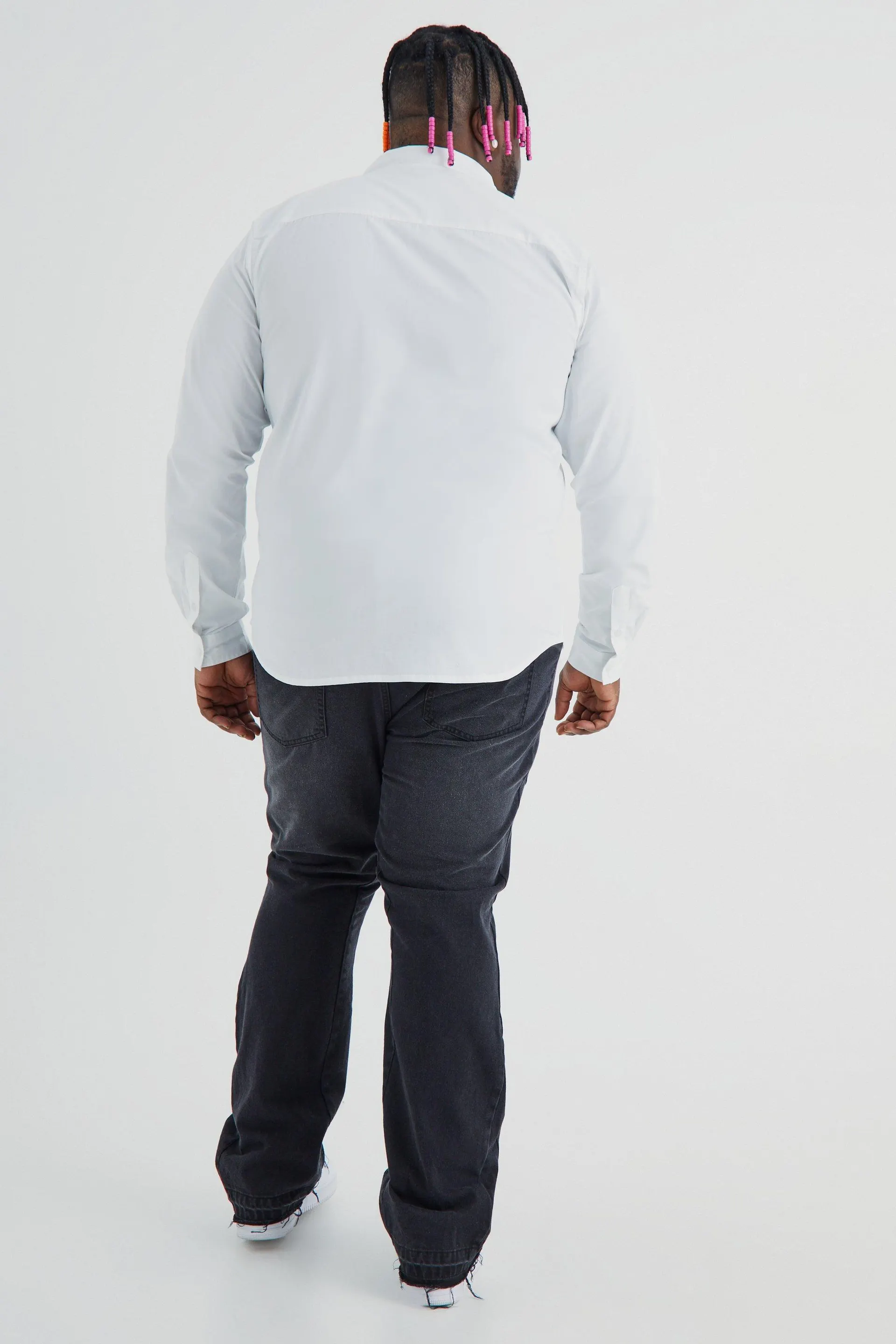 Plus Poplin Mini Chest Embroidery Shirt