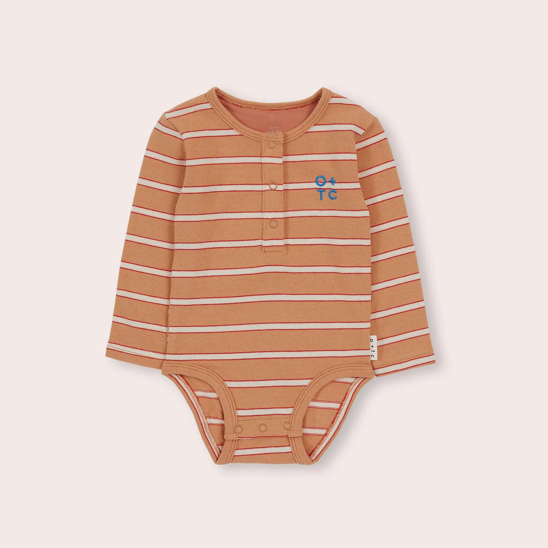OLIVE AND THE CAPTAIN - CLAY STRIPE KNIT LS BODYSUIT