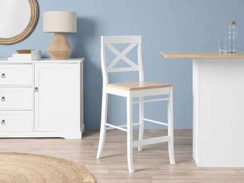 Hamptons Bar Stool - White/Natural