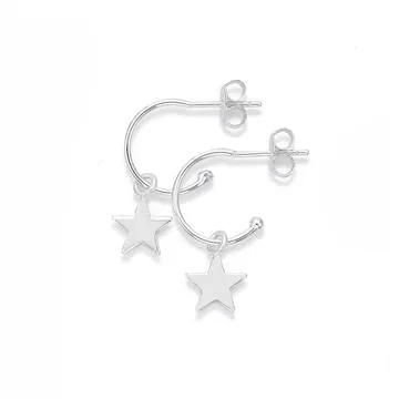 Sterling Silver Star Charm Earrings