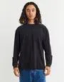 Heavyweight Long Sleeve Plain T-Shirt in Black