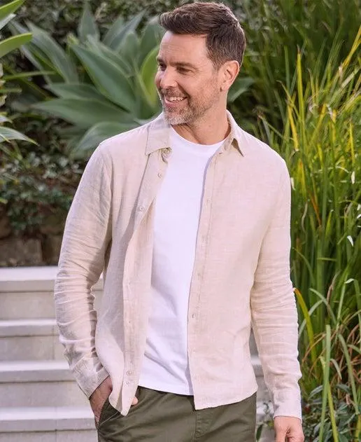 Men's Long Sleeve Linen Blend Shirt