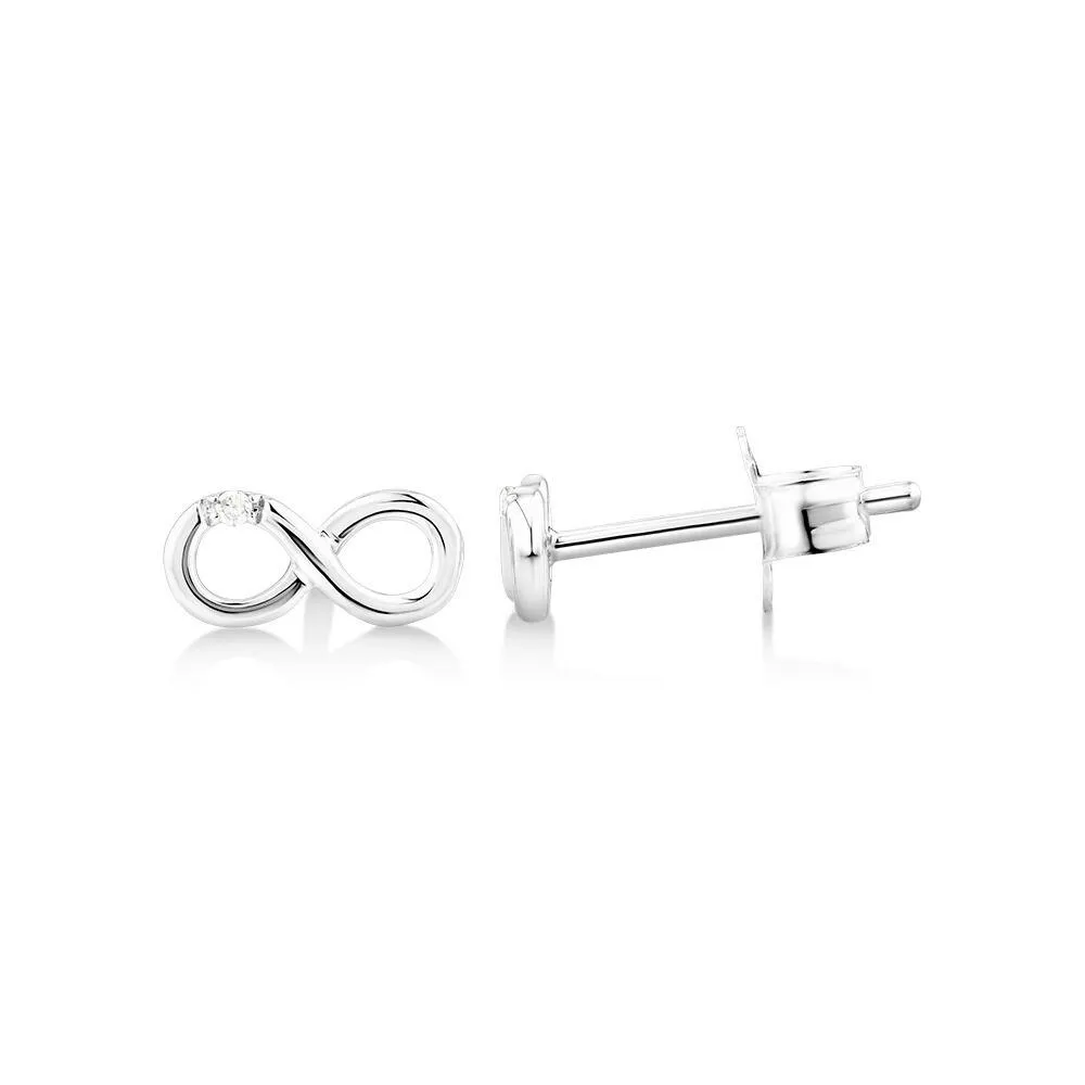 Diamond Accent Infinity Stud Earrings in Sterling Silver