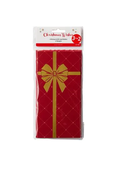 Christmas Wishes Money Wallet Traditional Pack of 4