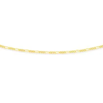 9ct 50cm Solid Figaro 3+1 Chain