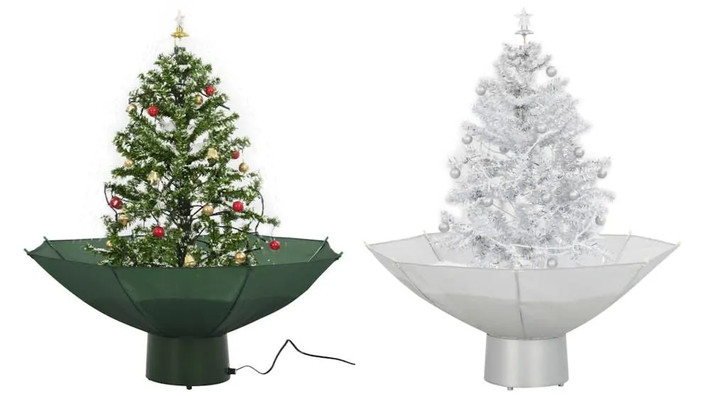 vidaXL 75cm Snowing Christmas Tree with Umbrella Base