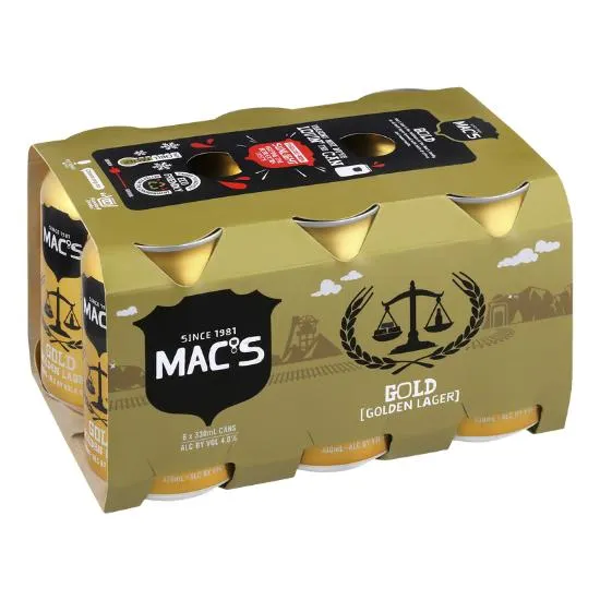 Mac's Gold Golden Lager Cans 6x330ml