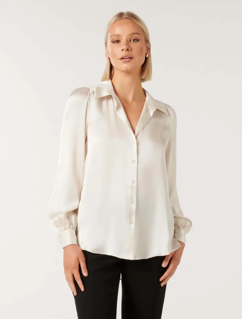 Ren Satin Button-Through Blouse