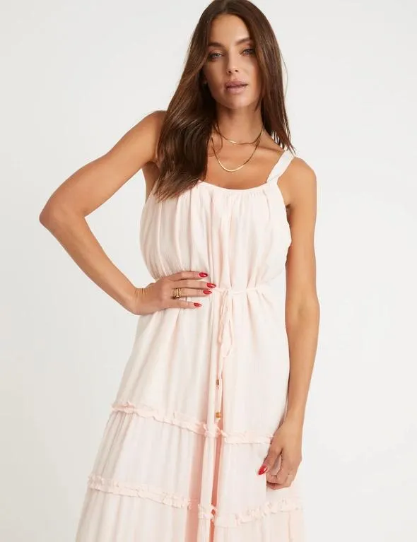 Rockmans Sleeveless Tiered Frill Detail Beaded Dress