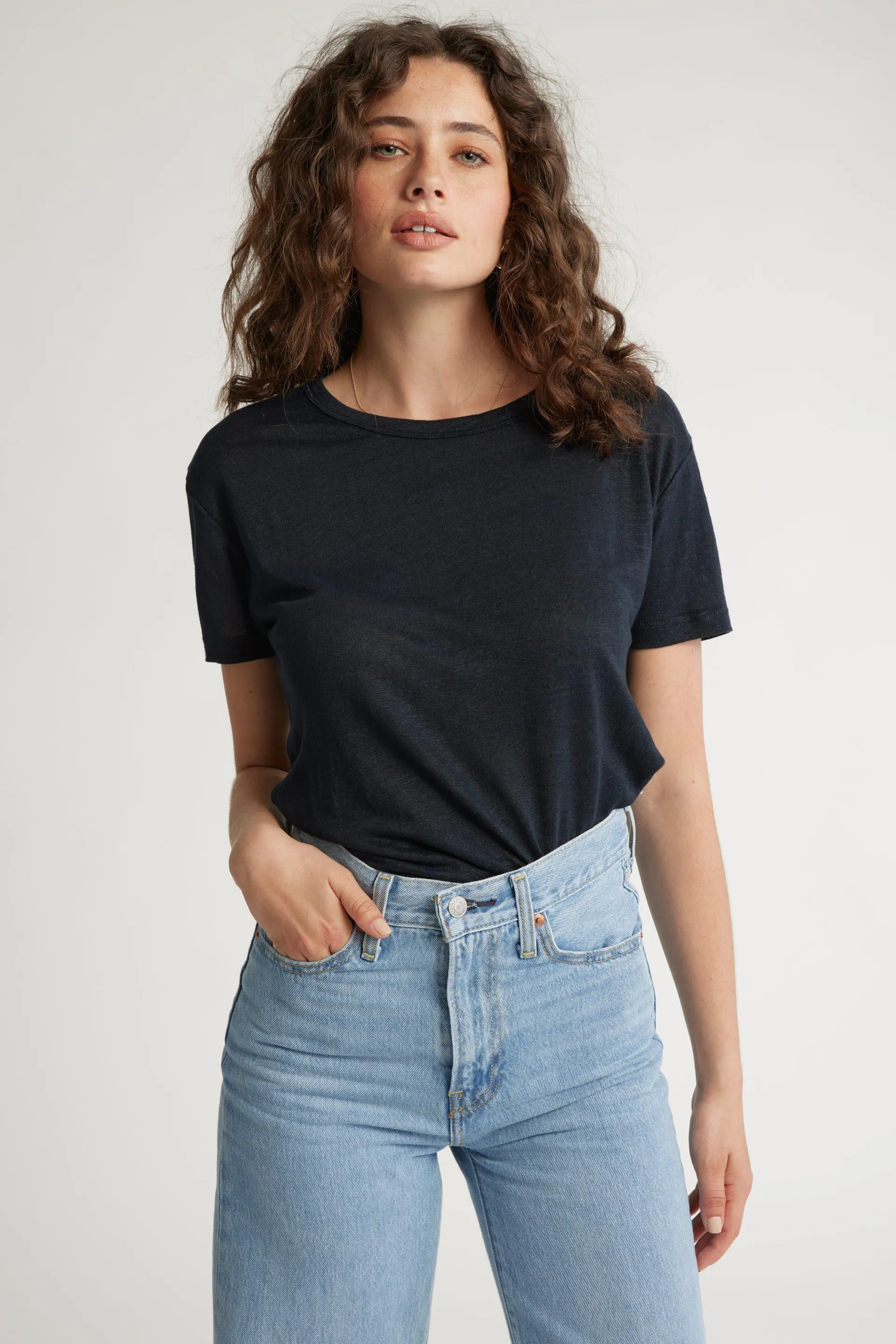 Sage Linen Crew Neck Tee