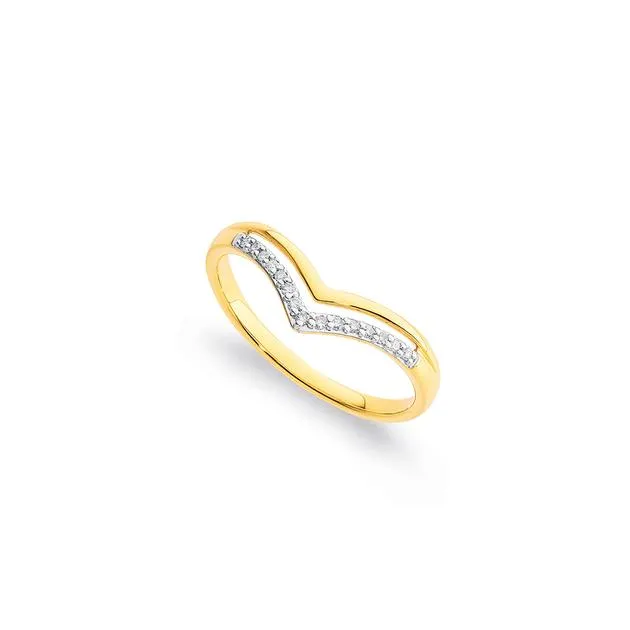 9ct, Diamond V Shape Ring