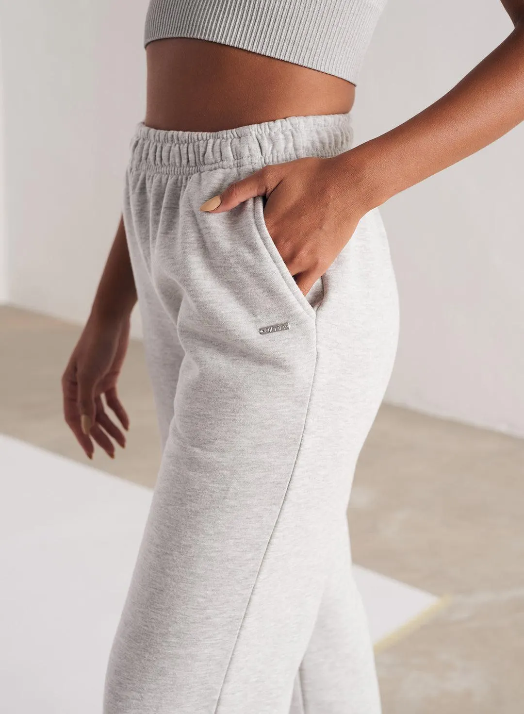 LIGHT GREY MELANGE STRAIGHT FIT SWEATPANTS