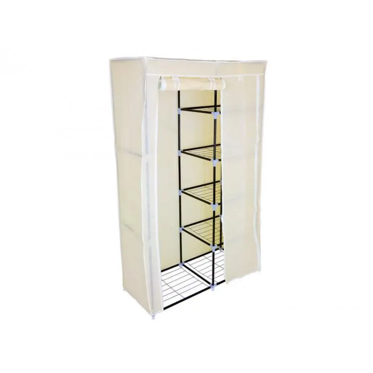 Portable Wardrobe Organiser Double 172cm High - Beige