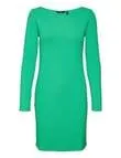 Vero Moda Carina Long Sleeve Boatneck Mini Dress, Bright Green