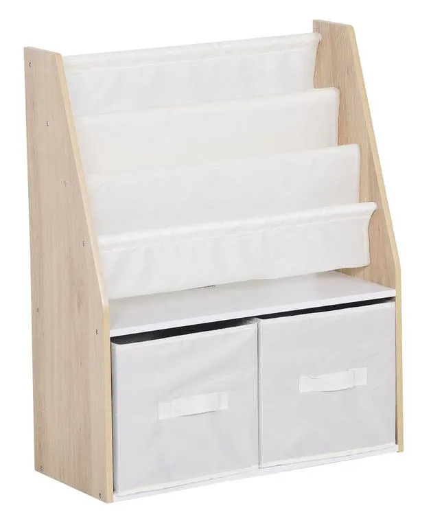 Wooden Bookshelf with Storage Bins