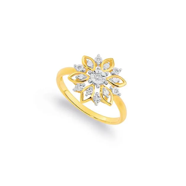9ct, Diamond Flower Ring
