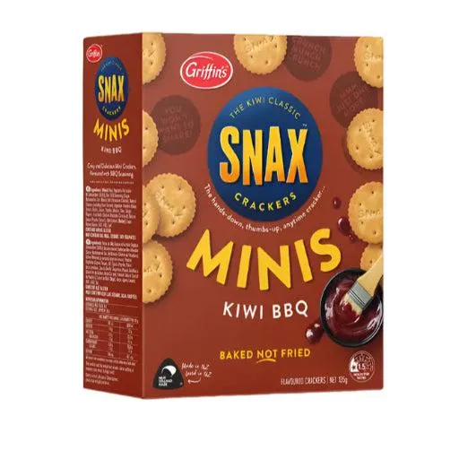 SNAX MINIS KIWI BBQ CRACKERS 135G