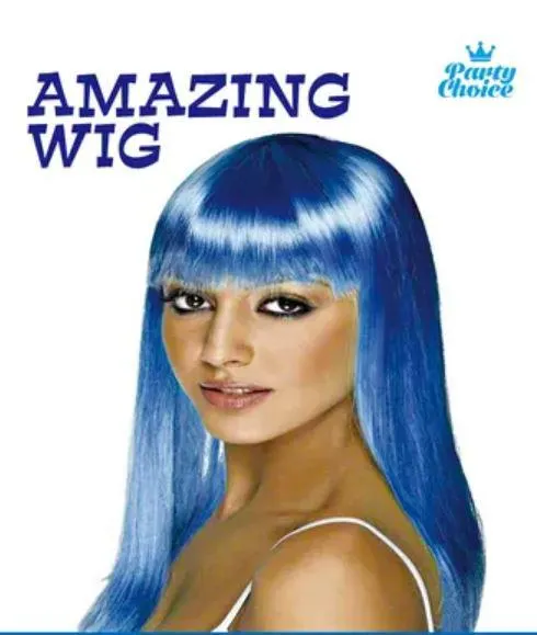 WIG LONG STRAIGHT BLUE