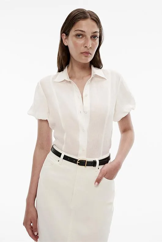 French Linen Seam Detail Blouse