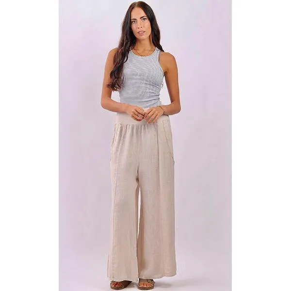 Wide Leg Linen Pants Taupe