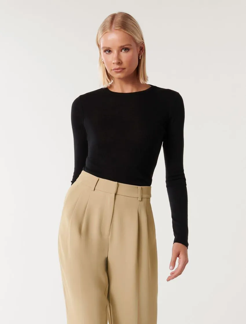 Jenna Crew Neck Merino Wool Top