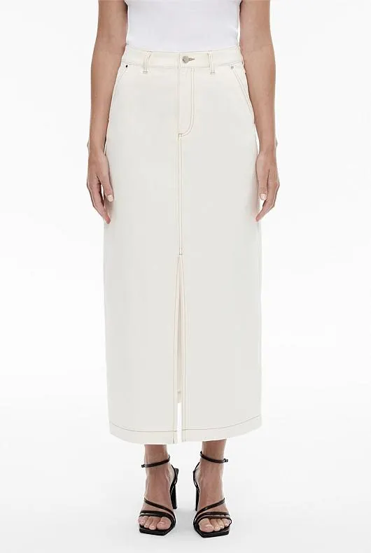 Denim Split Longline Skirt