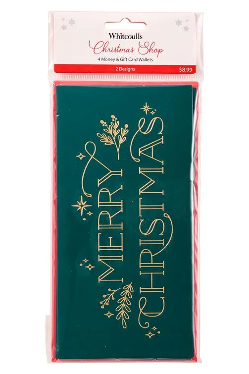 Whitcoulls Christmas Shop Money Wallet Tee & Text Pack of 4