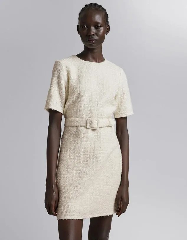 Tweed Belted Mini Dress