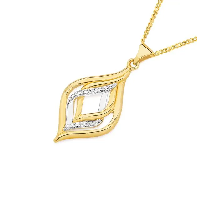 9ct Gold Diamond Triple Kite Shape Pendant
