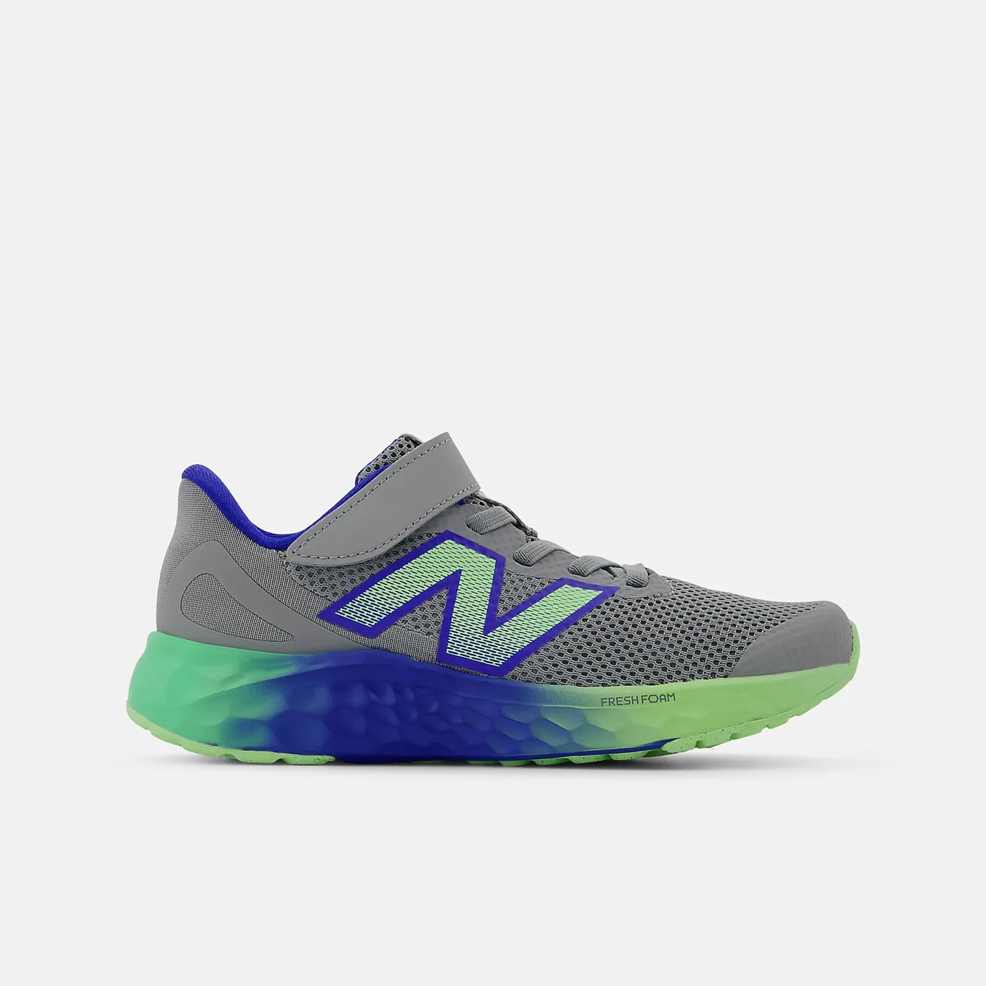 New Balance Junior Arishi v4 Running Shoes Slate Grey/Blue Gemstone/Lime Leaf