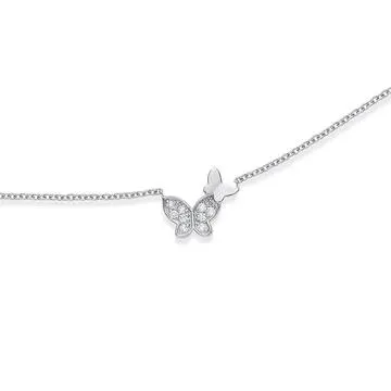 Sterling Silver Cubic Zirconia Butterflies Necklet
