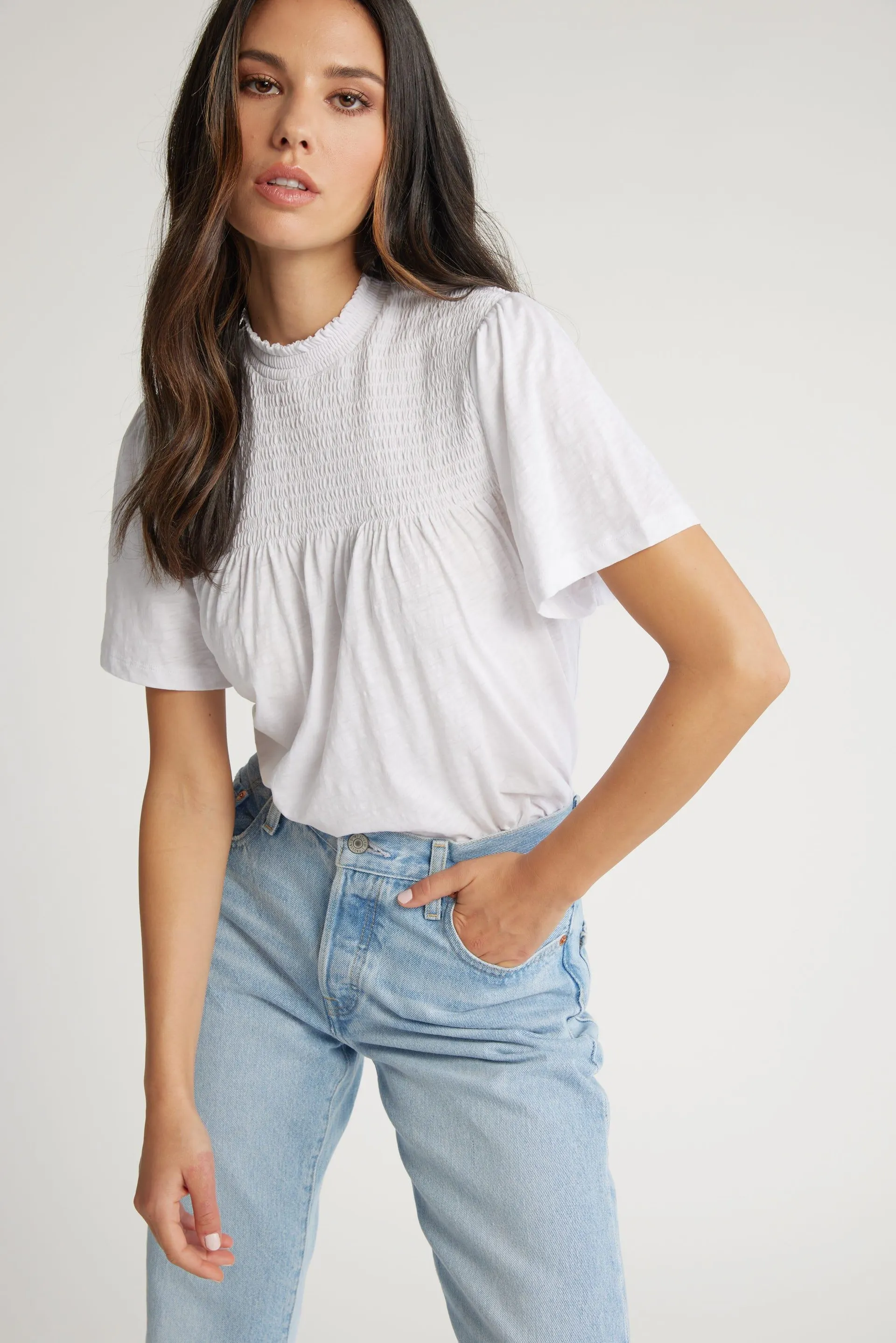 Olivia Organic Cotton Shirred Tee