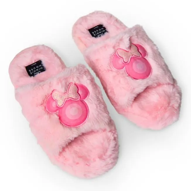 Pink Minnie Furry Slippers