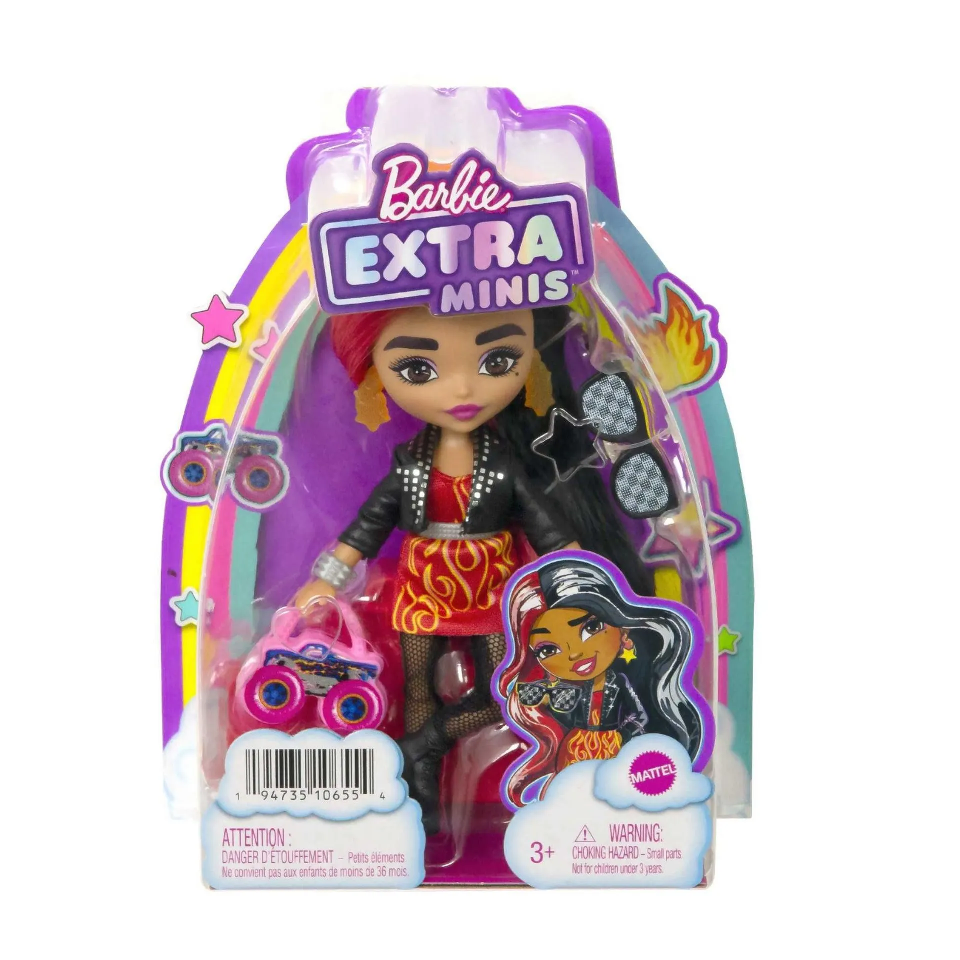 Barbie Extra Minis Doll Flames Dress With Black Jacket