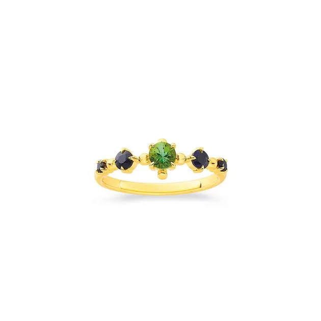 9ct Gold Sapphire & Mint Tourmaline Ring